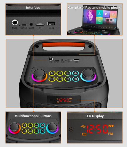 Máquina De Karaoke Gesnada K68 Para Adultos Con 2 Micrófonos