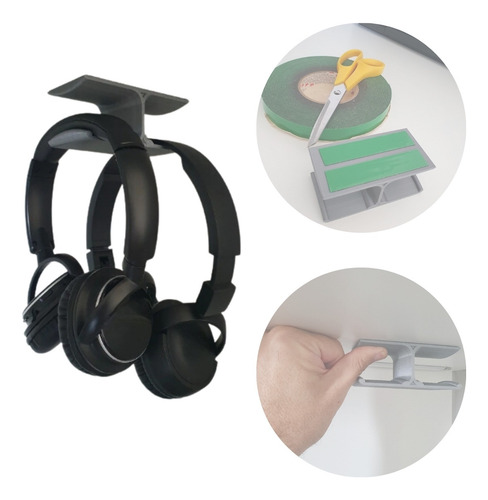 Suporte Duplo P/ Fone De Ouvido Para Mesa Headset Headphone