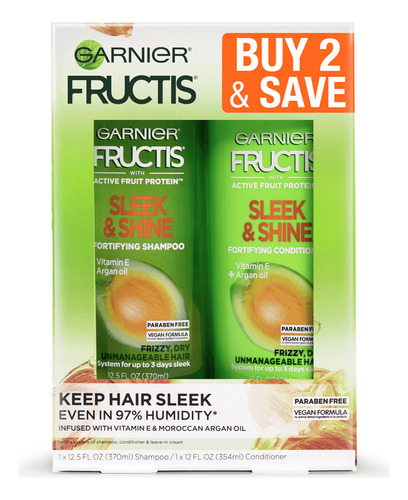 Garnier Fructis Sleek & Shine  Shampoo Y Acondicionador 