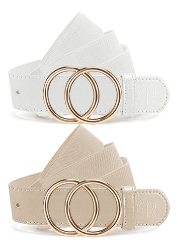 Juego De 2 Cinturones Para Mujer Elasticos Con Hebilla Dorada Cinto Dama Ajustable Moda Para Vestido Pantalones