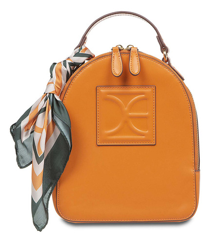 Mochila Cloe Para Mujer Con Mascada Cierre Metálico Color Naranja