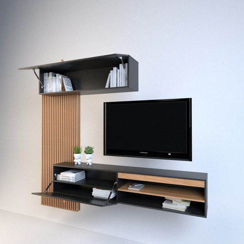 Imagen 6 de 8 de Rack Tv Flotante Moderno Mueble Centro De Entretenimiento