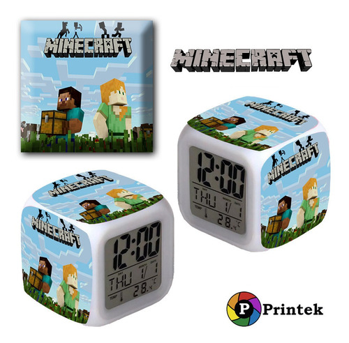 Reloj Despertador Iluminado Minecraft - Varios Diseños