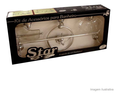 Kit De Acessórios Para Banheiro 5 Peças Star Cristal Aquaplás Aquaplás