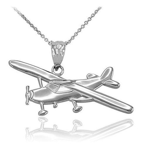 Collar - Polished 925 Sterling Silver Airplane Aircraft Pend