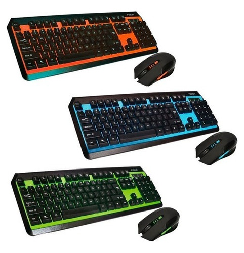 Kit de teclado y mouse gamer inalámbrico Noga NKB-40 Español de color negro y verde