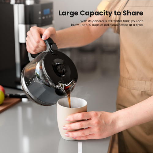 Electactic Cafetera De Goteo De 10 Tazas Con Molinillo