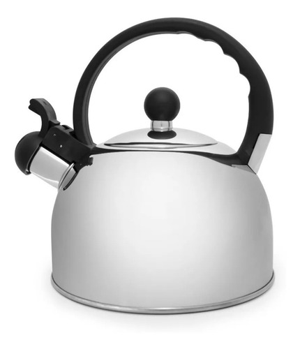 Imagen 2 de 10 de Pava Silbadora Acero Inoxidable 2,5 Litros Mate Mango Negro