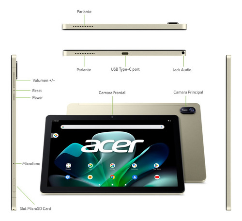 Tablet Acer Android 12 Mediatek Mt8183 128gb 4gb 10.1 Gps