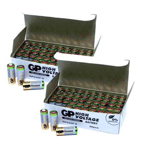 100 Pilhas Baterias 23a 12v A23 Alcalina Gp Super Controle
