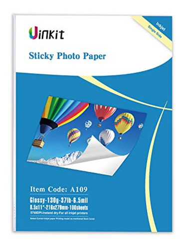Imagen 1 de 7 de Papel Fotográfico Autoadhesivo Brillante, 100 Hojas