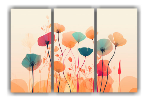 3 Canvas Conceptual Tulipán Gama De Colores 90x60cm