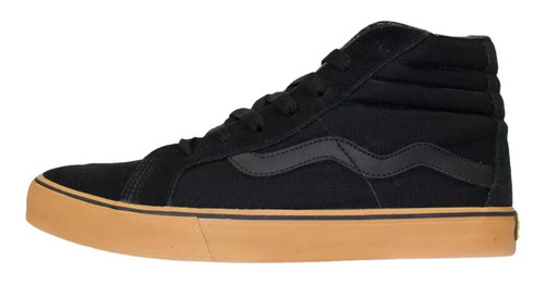 Tênis Sneakers Mad Rats Hi Top Preto Crepe Cano Alto Skate