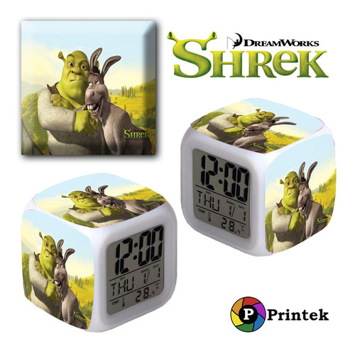 Reloj Despertador Iluminado Shrek - Printek