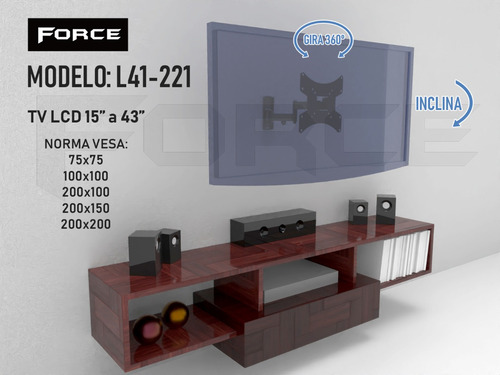 Soporte TV/Monitor Force L40-222 - Negro