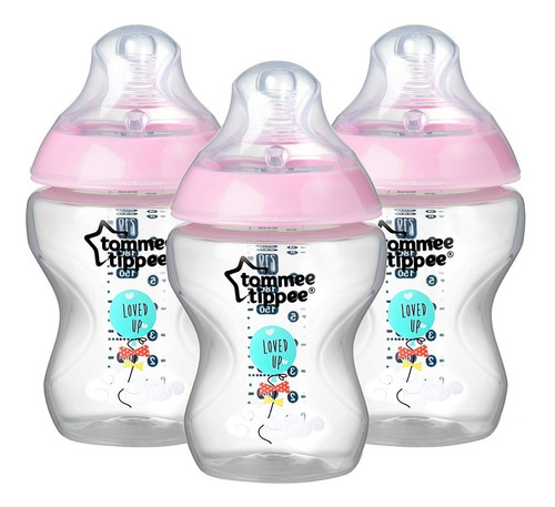 Mamadera Closer To Nature 260ml Pack X 3 Nena Tommee Tippee Color Rosa