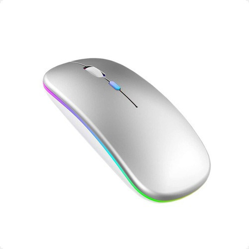 Mouse Sem Fio Usb Recarregável Bluetooth Led Rgb Ergonômico Cor Branco