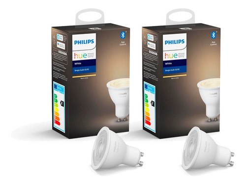 Pack Philips Hue 2 Ampolletas Led Hue Gu10 Blanco Calido