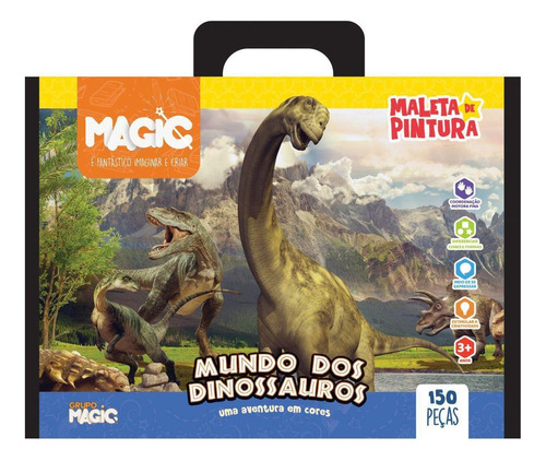 Maleta Para Pintura Dinossauros Completa 150 Pecas