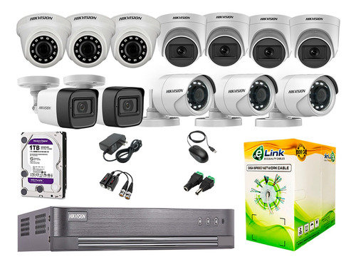 Cámaras Seguridad Kit 12 Full Hd 6 Camaras Audio Hikvision