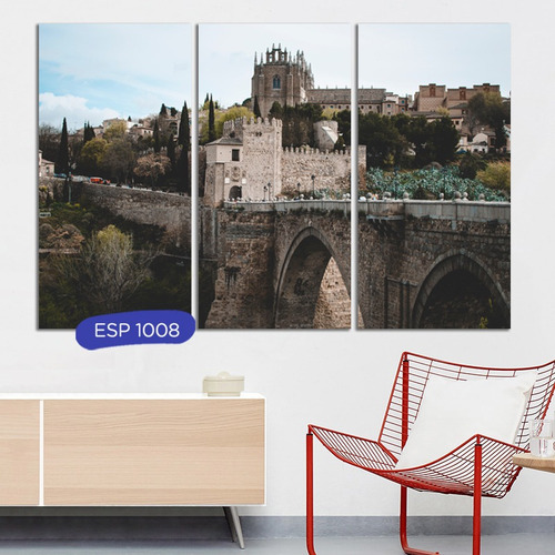 Imagen 6 de 10 de Cuadros Triptico Madrid Europa España Tela Fotos 70x120