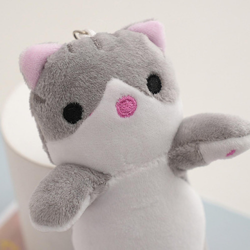 Colgante De Bolsa De Llavero De Gato De Peluche Suave Cuerpo