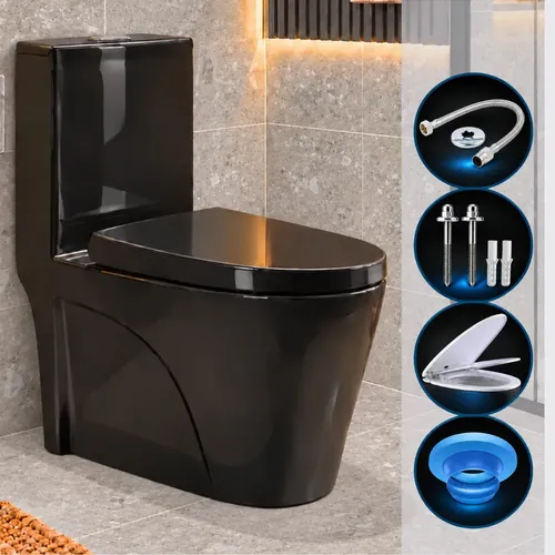 Vivaz Vaso Sanitário Caixa Acoplada Monobloco Preto Privada Banheiro