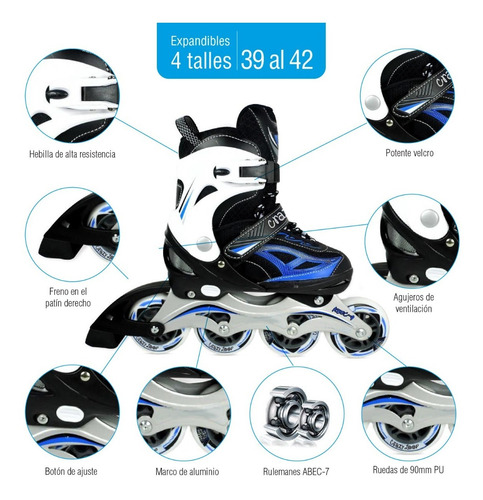 Imagen 2 de 10 de Roller Extensible Crazy Loop Aluminio Azul Y Blanco Talle L