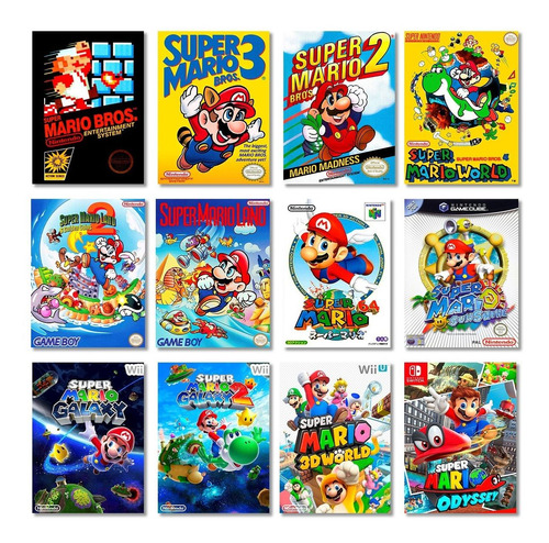 4 Posters Super Mario Bros Grande 48x33cm Retro 64 Carátula 