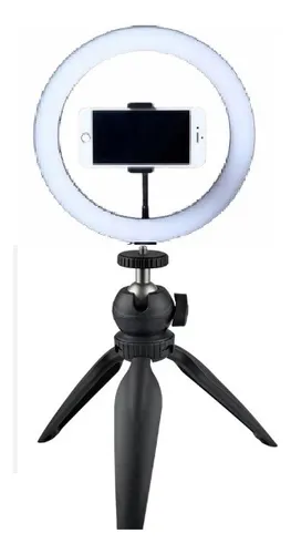 Aro De Luz Led Grande 26cm Tripode Y Base Celular