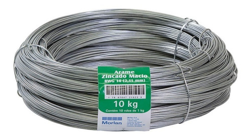 Arame Zincado Comercial 10kg Bwg 14 X Fio 2,11mm Morlan