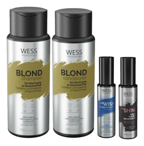  Kit Wess Blond Sh 250ml+cond 250ml+wewish 50ml+weshine 45ml