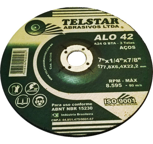 Disco Desbaste Telstar Ferro 7 301310 - Kit C/5