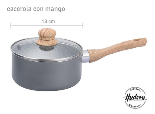 Imagen 3 de 10 de Batería De Cocina Hudson Con Antiadherente Granito 5 Piezas