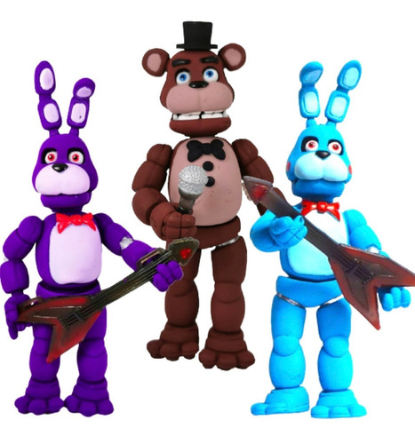 Set 3 Figuras Bonnie Morado Azul Golden Five Nights Freddys