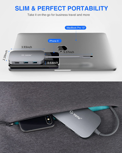 Usb C Hub, Totu 8-in-1 Type C Hub With Ethernet Port, 4k Usb