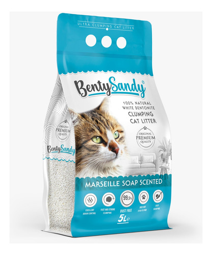 Arena Gatos Absorbente Aglomerante Marsella Bentysandy 5l 8u