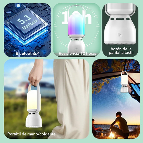 Bocina Bluetooth Speaker Luces Led Lámparas De Campamento