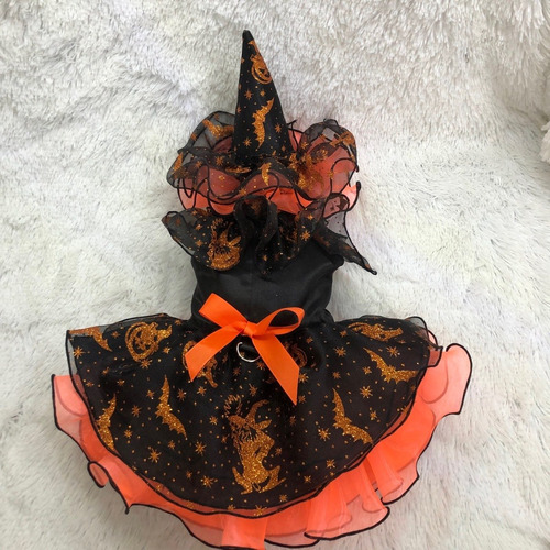 Vestido Disfraz Mascotas Halloween Bruja Catrina Sombrero