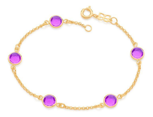 Pulseira Rommanel Ouro 18k Com Cristais 6mm 18/19 Cm