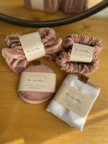 Kit Box Set Para Limpieza Facial Muñequera Pads Toalla Vinch Rosa Viejo