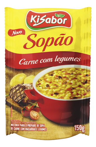 Sopa instantânea Kisabor sopão carne com legumes em sachê 150 g