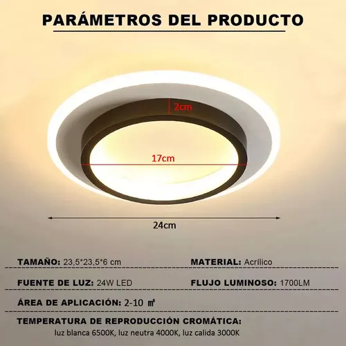 Lámpara De Techo Moderna 265v 32w Luz De 3 Colores Redonda