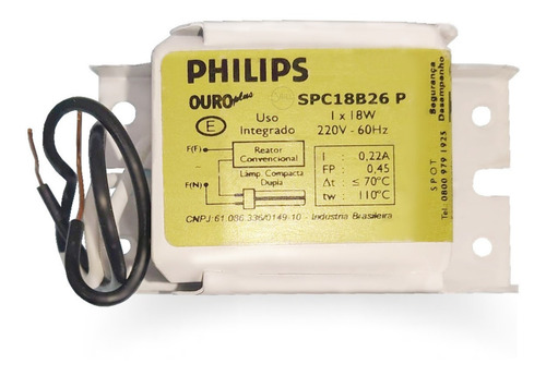 Reator Eletromagnético 18w 220v P/ Compacta 2 Pinos Philips