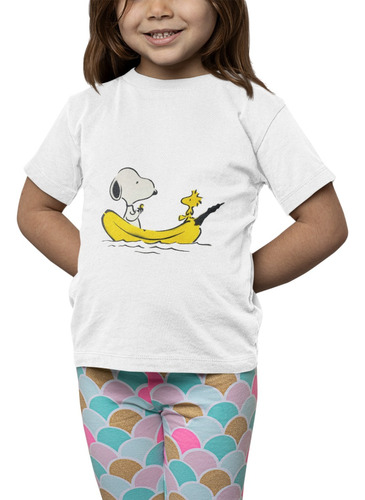 Polera Niña Snoopy Charlie Brown Banana Estampado Algodon