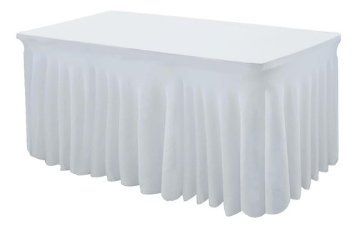 Faldón De Mesa Elástico Blanco Para Banquetes Y Fiestas