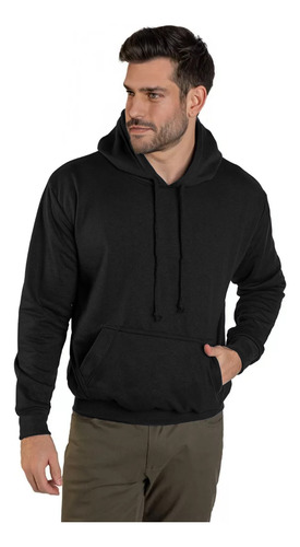 Sudadera Hombre Capucha Gorro Y Cierre Colores - Negro