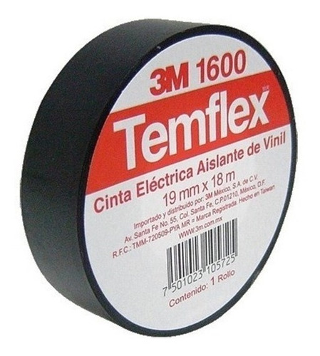 Imagen 3 de 5 de Pack 10 Cintas De Aislar Temflex 1600 Negra 3m Ct1600