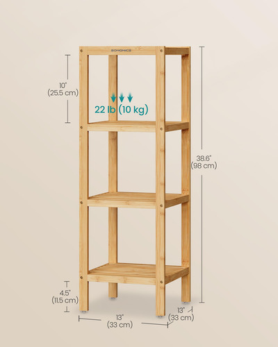 Estante De Baño De Bambú Songmics, Estante De Almacenamiento