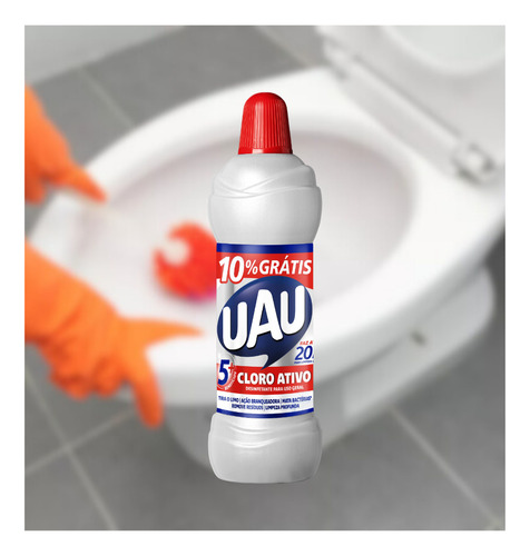 Kit C/ 4 Limpeza Pesada Uau Cloro Ativo Banheiro - 1 Litro